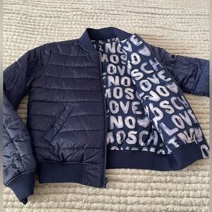 LOVE MOSCHINO reversable logo bomber jacket